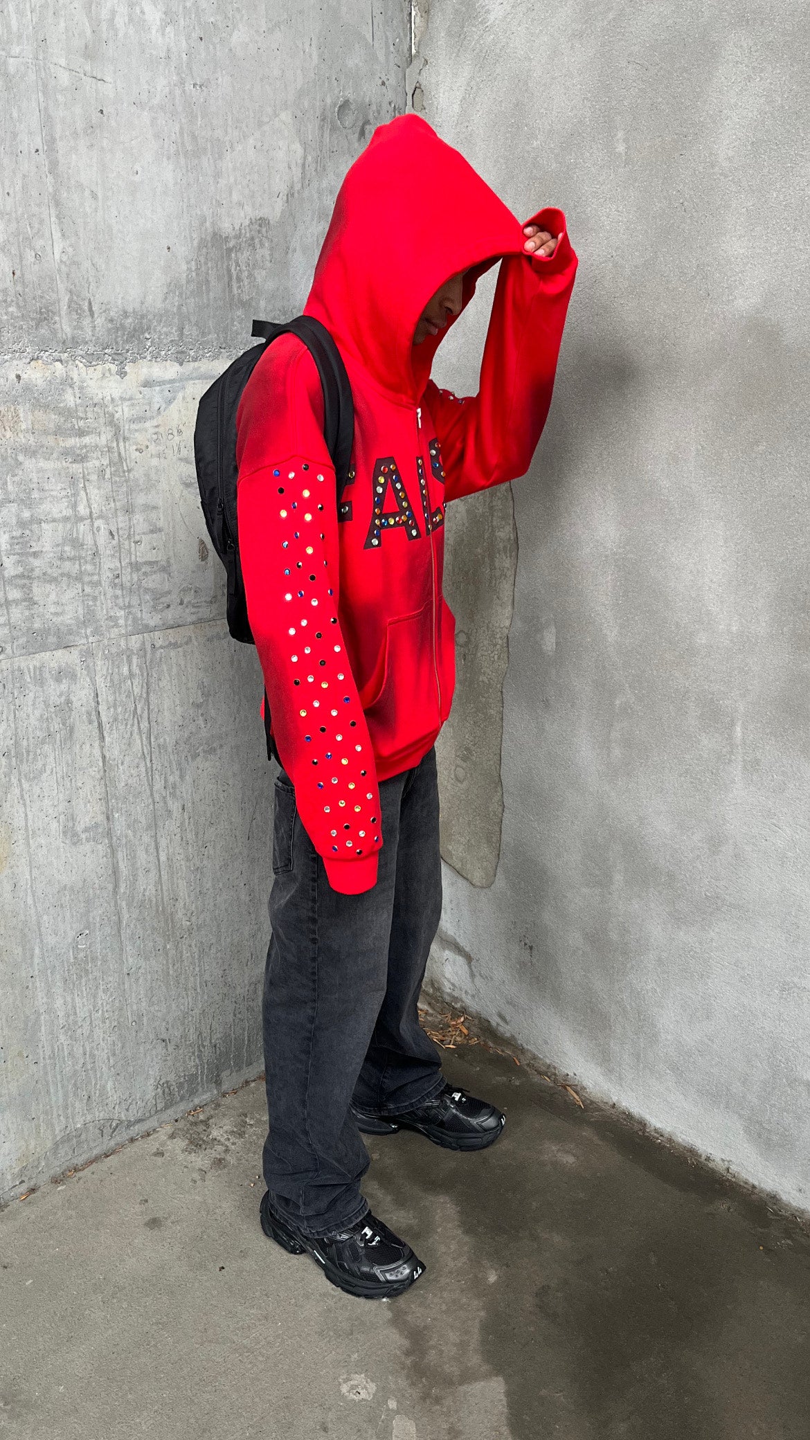 False Memories Red and Blue False Gem stone zip up